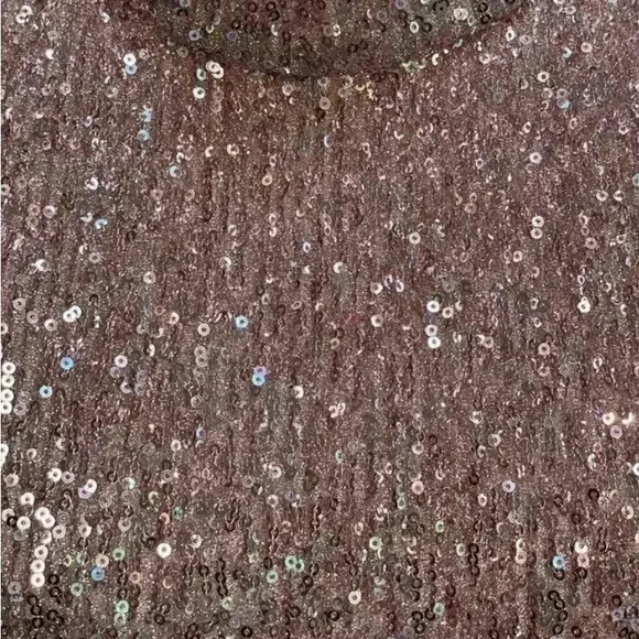 NWT Vineyard Vines Rose Gold Pink Sequin Midi Stretch Sparkle Dress - Picture 3 of 8